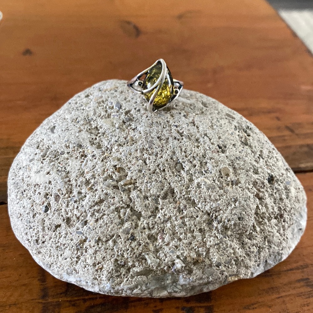 COPY - Sterling silver green Amber ring